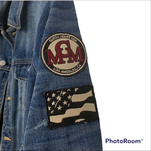 Guess Dillon Embroidered Flags Jacket Size Small - Picture 2 of 8